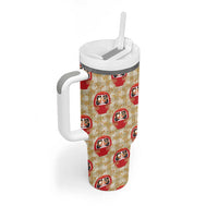 Japanese Daruma Doll Tumbler With Handle Palaka With Seamless Bamboo Pattern - Wonder Print Shop