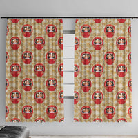 Japanese Daruma Doll Window Curtain Palaka With Seamless Bamboo Pattern - Wonder Print Shop