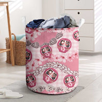 Japanese Daruma Doll Palaka Laundry Basket Cherry Blossoms With Shell Lei - Wonder Print Shop