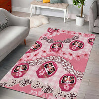 Japanese Daruma Doll Palaka Area Rug Cherry Blossoms With Shell Lei - Wonder Print Shop