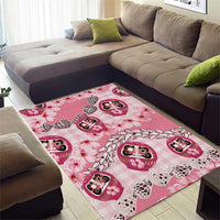 Japanese Daruma Doll Palaka Area Rug Cherry Blossoms With Shell Lei - Wonder Print Shop