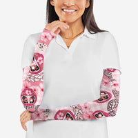 Japanese Daruma Doll Palaka Arm Sleeves Cherry Blossoms With Shell Lei - Wonder Print Shop