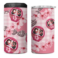 Japanese Daruma Doll Palaka 4 in 1 Can Cooler Tumbler Cherry Blossoms With Shell Lei - Wonder Print Shop