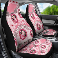 Japanese Daruma Doll Palaka Car Seat Cover Cherry Blossoms With Shell Lei - Wonder Print Shop