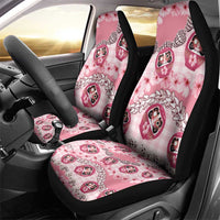 Japanese Daruma Doll Palaka Car Seat Cover Cherry Blossoms With Shell Lei - Wonder Print Shop