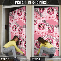 Japanese Daruma Doll Palaka Door Cover Cherry Blossoms With Shell Lei - Wonder Print Shop