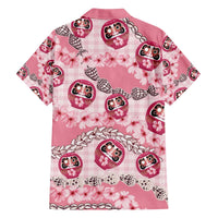 Japanese Daruma Doll Palaka Family Matching Off The Shoulder Long Sleeve Dress and Hawaiian Shirt Cherry Blossoms With Shell Lei - Wonder Print Shop