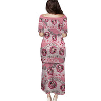 Japanese Daruma Doll Palaka Family Matching Puletasi and Hawaiian Shirt Cherry Blossoms With Shell Lei - Wonder Print Shop