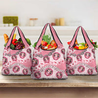 Japanese Daruma Doll Palaka Grocery Bag Cherry Blossoms With Shell Lei - Wonder Print Shop
