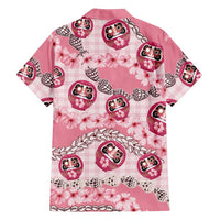 Japanese Daruma Doll Palaka Hawaiian Shirt Cherry Blossoms With Shell Lei - undefined