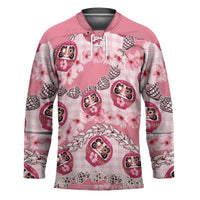 Japanese Daruma Doll Palaka Hockey Jersey Cherry Blossoms With Shell Lei - Wonder Print Shop