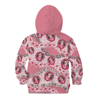 Japanese Daruma Doll Palaka Kid Hoodie Cherry Blossoms With Shell Lei - Wonder Print Shop