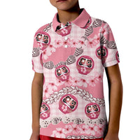Japanese Daruma Doll Palaka Kid Polo Shirt Cherry Blossoms With Shell Lei - Wonder Print Shop