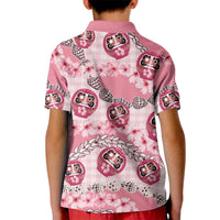 Japanese Daruma Doll Palaka Kid Polo Shirt Cherry Blossoms With Shell Lei - Wonder Print Shop