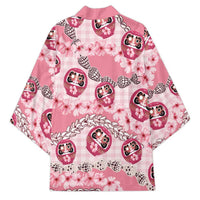 Japanese Daruma Doll Palaka Kimono Cherry Blossoms With Shell Lei - Wonder Print Shop