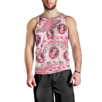 Japanese Daruma Doll Palaka Men Tank Top Cherry Blossoms With Shell Lei - Wonder Print Shop
