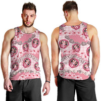 Japanese Daruma Doll Palaka Men Tank Top Cherry Blossoms With Shell Lei - Wonder Print Shop