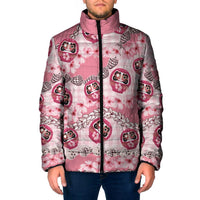 Japanese Daruma Doll Palaka Padded Jacket Cherry Blossoms With Shell Lei - Wonder Print Shop