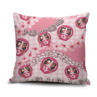 Japanese Daruma Doll Palaka Pillow Cover Cherry Blossoms With Shell Lei - Wonder Print Shop