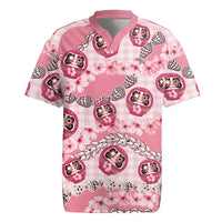 Japanese Daruma Doll Palaka Rugby Jersey Cherry Blossoms With Shell Lei - Wonder Print Shop