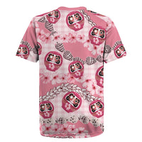 Japanese Daruma Doll Palaka Rugby Jersey Cherry Blossoms With Shell Lei - Wonder Print Shop