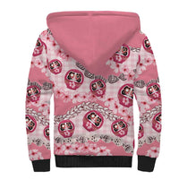 Japanese Daruma Doll Palaka Sherpa Hoodie Cherry Blossoms With Shell Lei - Wonder Print Shop