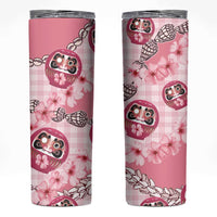 Japanese Daruma Doll Palaka Skinny Tumbler Cherry Blossoms With Shell Lei - Wonder Print Shop