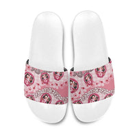 Japanese Daruma Doll Palaka Slide Sandals Cherry Blossoms With Shell Lei - Wonder Print Shop