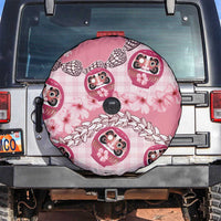 Japanese Daruma Doll Palaka Spare Tire Cover Cherry Blossoms With Shell Lei - Wonder Print Shop