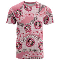 Japanese Daruma Doll Palaka T Shirt Cherry Blossoms With Shell Lei - Wonder Print Shop