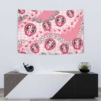 Japanese Daruma Doll Palaka Tapestry Cherry Blossoms With Shell Lei - Wonder Print Shop