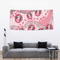 Japanese Daruma Doll Palaka Tapestry Cherry Blossoms With Shell Lei - Wonder Print Shop