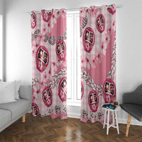 Japanese Daruma Doll Palaka Window Curtain Cherry Blossoms With Shell Lei - Wonder Print Shop