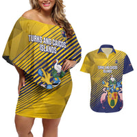 Custom Turks and Caicos Islands Football Couples Matching Off Shoulder Short Dress and Hawaiian Shirt 2025 Go Champions