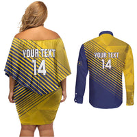 Custom Turks and Caicos Islands Football Couples Matching Off Shoulder Short Dress and Long Sleeve Button Shirt 2025 Go Champions