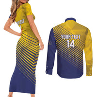 Custom Turks and Caicos Islands Football Couples Matching Short Sleeve Bodycon Dress and Long Sleeve Button Shirt 2025 Go Champions