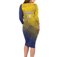 Custom Turks and Caicos Islands Football Long Sleeve Bodycon Dress 2025 Go Champions