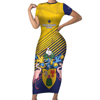 Custom Turks and Caicos Islands Football Short Sleeve Bodycon Dress 2025 Go Champions
