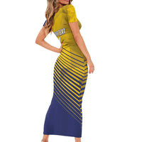 Custom Turks and Caicos Islands Football Short Sleeve Bodycon Dress 2025 Go Champions