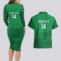 Custom Montserrat Football Couples Matching Long Sleeve Bodycon Dress and Hawaiian Shirt 2025 Go Emerald Boys