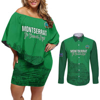 Custom Montserrat Football Couples Matching Off Shoulder Short Dress and Long Sleeve Button Shirt 2025 Go Emerald Boys