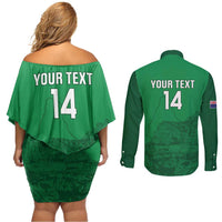 Custom Montserrat Football Couples Matching Off Shoulder Short Dress and Long Sleeve Button Shirt 2025 Go Emerald Boys