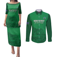 Custom Montserrat Football Couples Matching Puletasi and Long Sleeve Button Shirt 2025 Go Emerald Boys