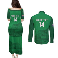 Custom Montserrat Football Couples Matching Puletasi and Long Sleeve Button Shirt 2025 Go Emerald Boys