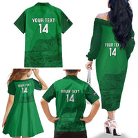 Custom Montserrat Football Family Matching Off The Shoulder Long Sleeve Dress and Hawaiian Shirt 2025 Go Emerald Boys