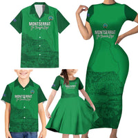 Custom Montserrat Football Family Matching Short Sleeve Bodycon Dress and Hawaiian Shirt 2025 Go Emerald Boys