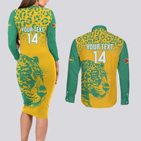 Custom Guyana Football Couples Matching Long Sleeve Bodycon Dress and Long Sleeve Button Shirt 2025 Go Golden Jaguars