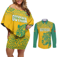 Custom Guyana Football Couples Matching Off Shoulder Short Dress and Long Sleeve Button Shirt 2025 Go Golden Jaguars