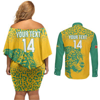 Custom Guyana Football Couples Matching Off Shoulder Short Dress and Long Sleeve Button Shirt 2025 Go Golden Jaguars