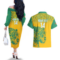 Custom Guyana Football Couples Matching Off The Shoulder Long Sleeve Dress and Hawaiian Shirt 2025 Go Golden Jaguars